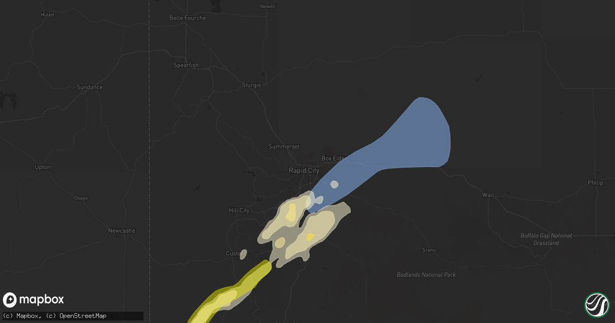 Hail map in Rapid City, SD on September 12, 2024