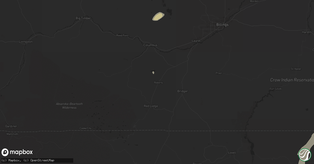Hail map in Roberts, MT on September 12, 2024