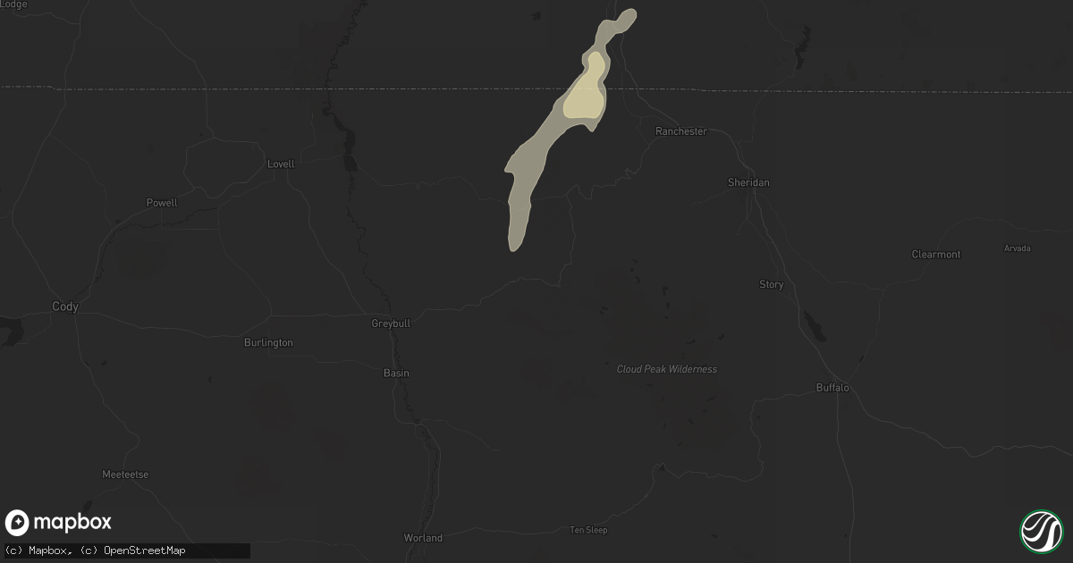 Hail map in Shell, WY on September 12, 2024