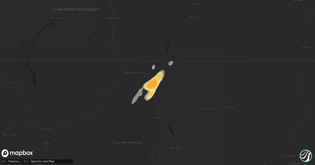 Hail map in Sheridan, WY on September 12, 2024