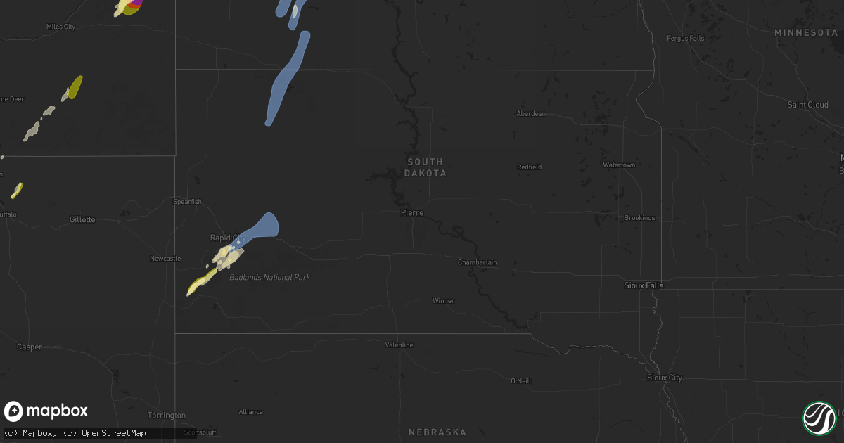 Hail map in South Dakota on September 12, 2024