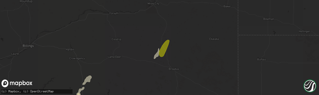 Hail map in Volborg, MT on September 12, 2024