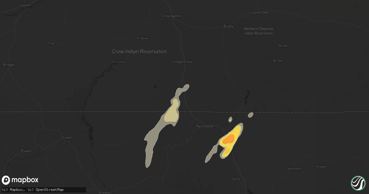 Hail map in Wyola, MT on September 12, 2024