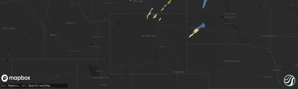 Hail map in Wyoming on September 12, 2024