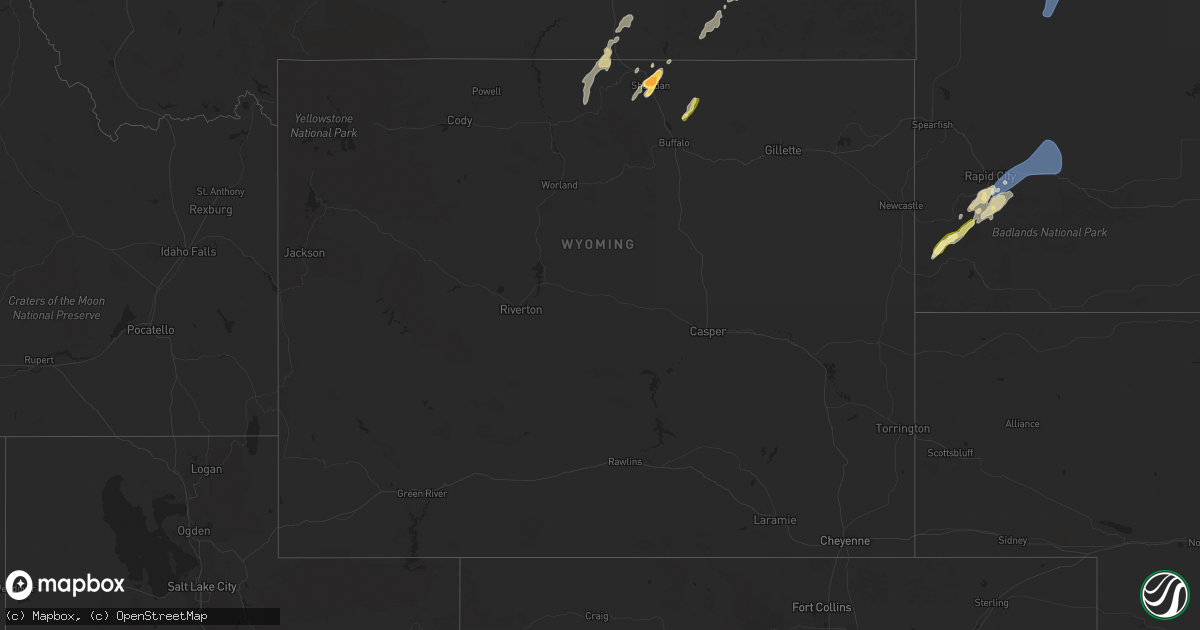 Hail map in Wyoming on September 12, 2024