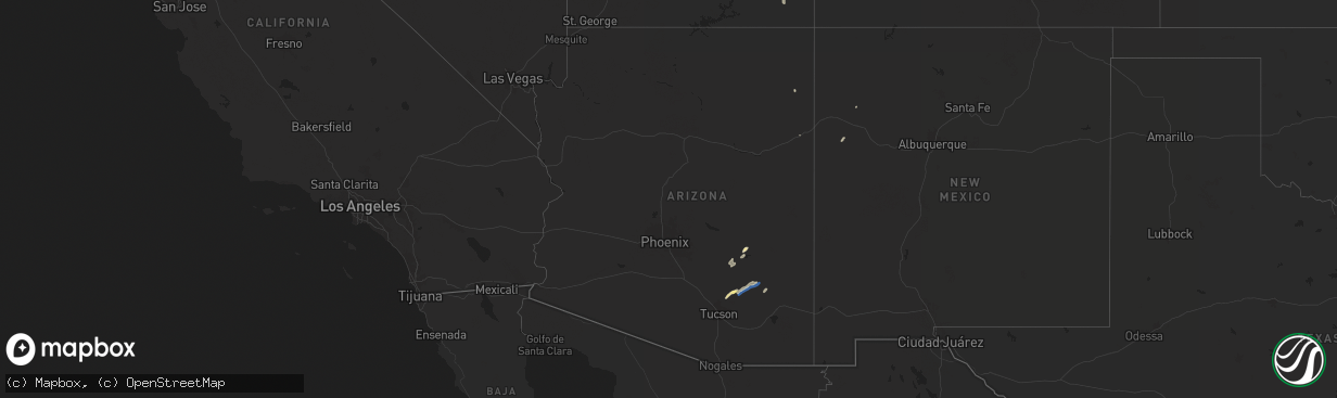 Hail map in Arizona on September 12, 2025
