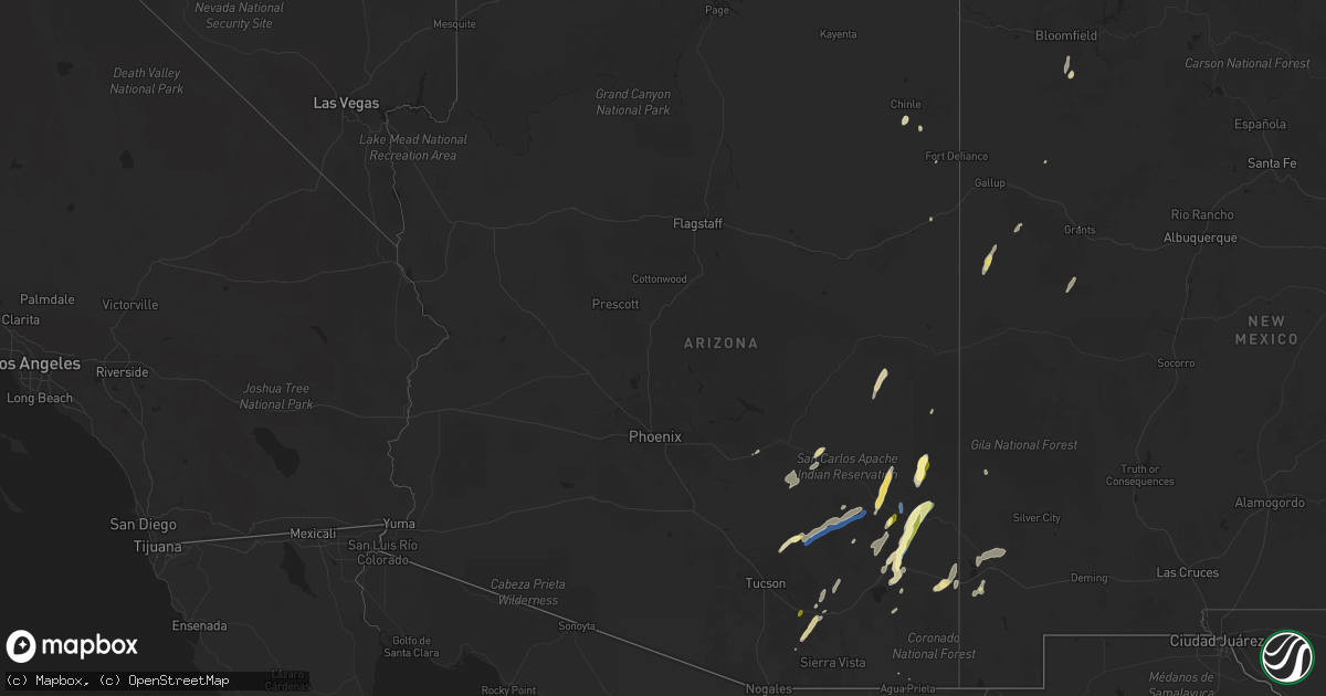 Hail map in Arizona on September 12, 2025