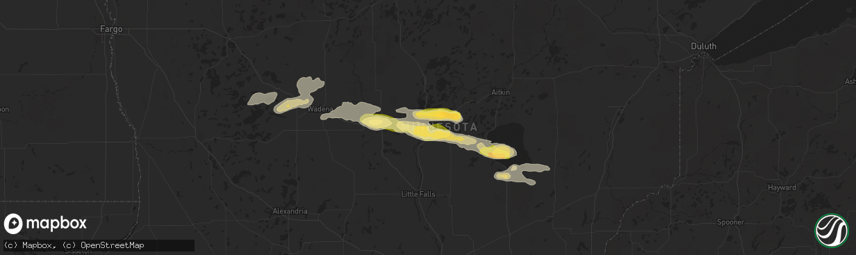 Hail map in Baxter, MN on September 12, 2025