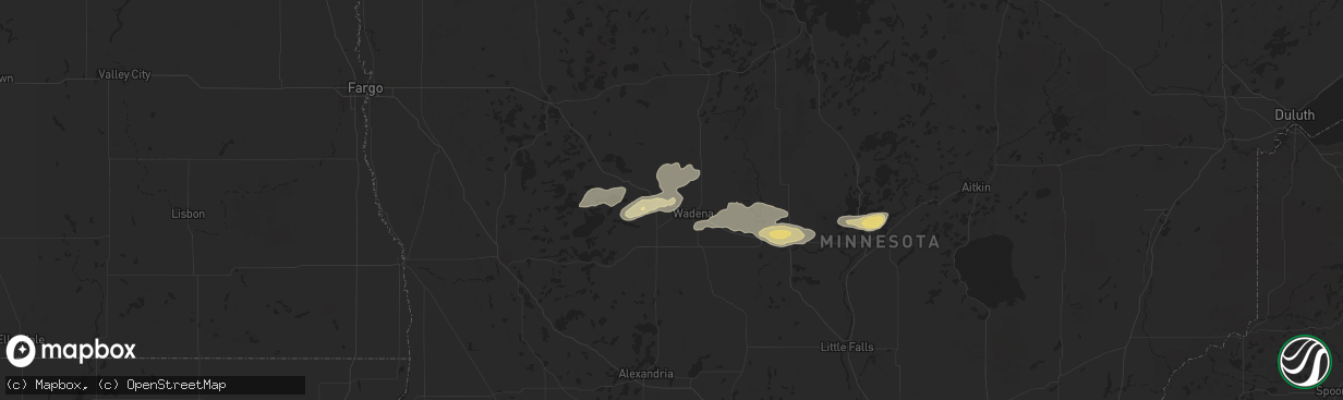 Hail map in Bluffton, MN on September 12, 2025
