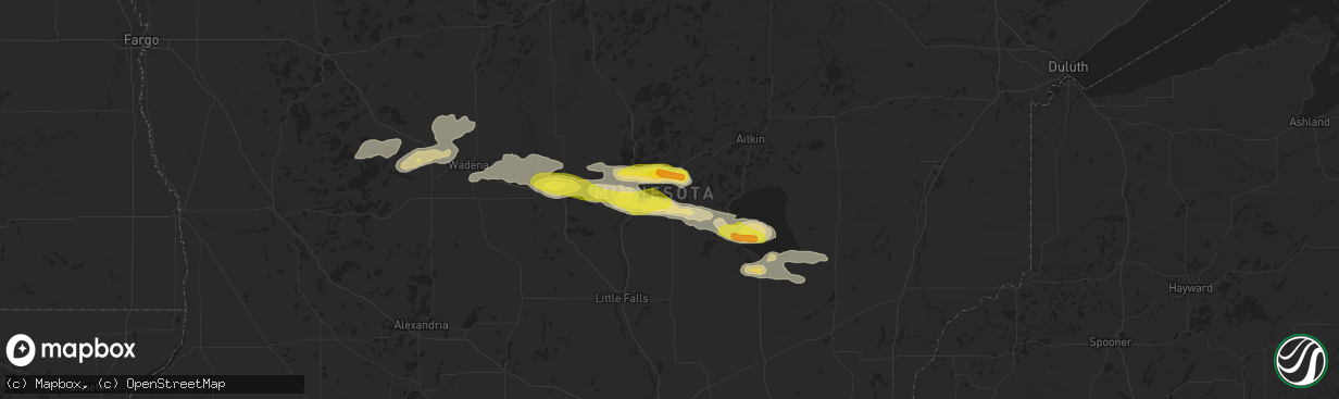 Hail map in Brainerd, MN on September 12, 2025