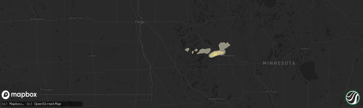 Hail map in Erhard, MN on September 12, 2025