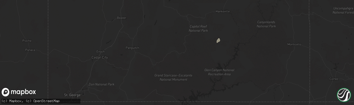 Hail map in Escalante, UT on September 12, 2025