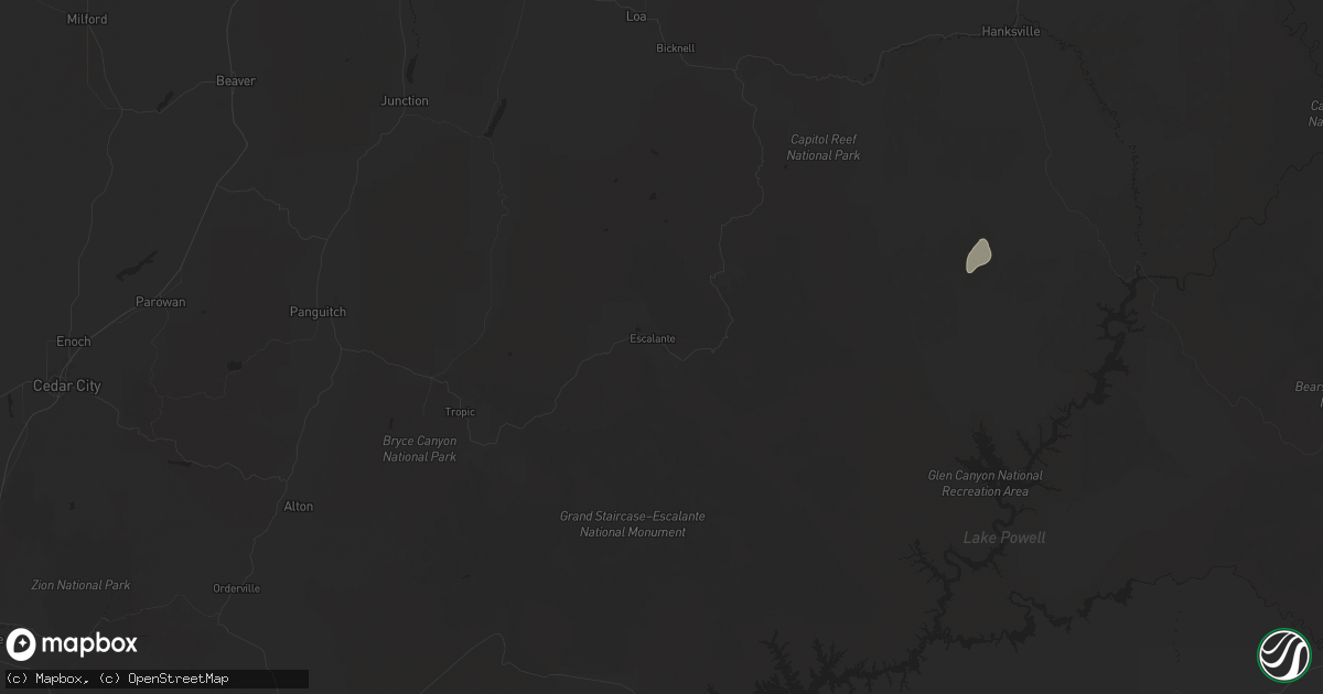 Hail map in Escalante, UT on September 12, 2025