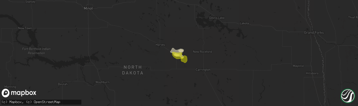 Hail map in Fessenden, ND on September 12, 2025