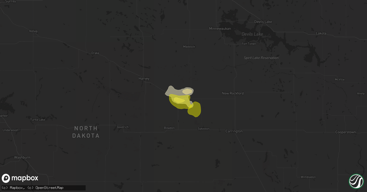 Hail map in Fessenden, ND on September 12, 2025