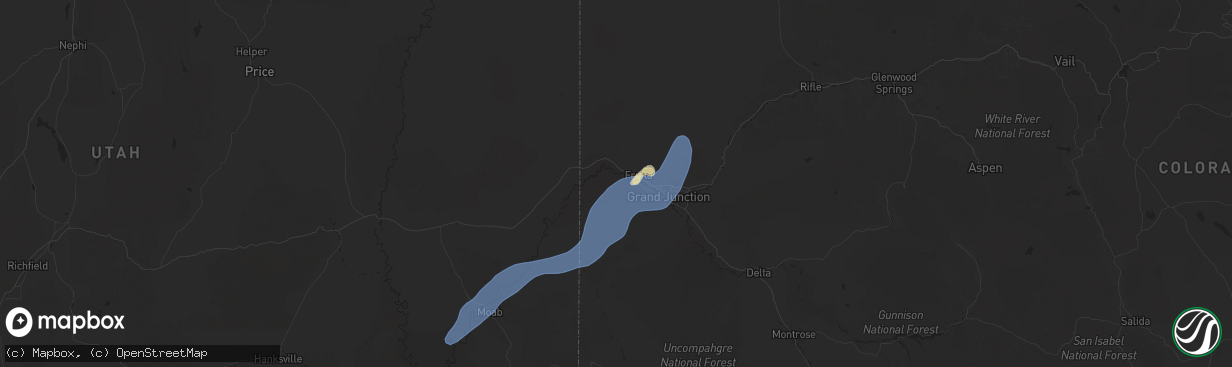Hail map in Fruita, CO on September 12, 2025