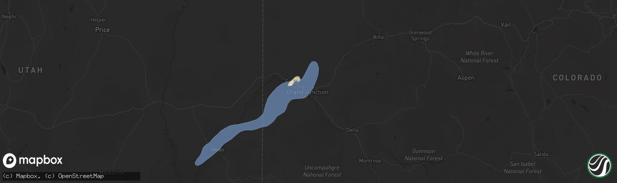 Hail map in Grand Junction, CO on September 12, 2025