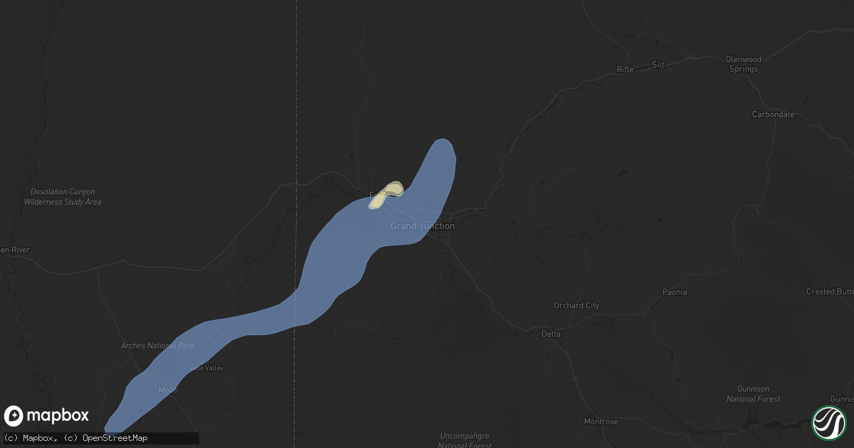 Hail map in Grand Junction, CO on September 12, 2025