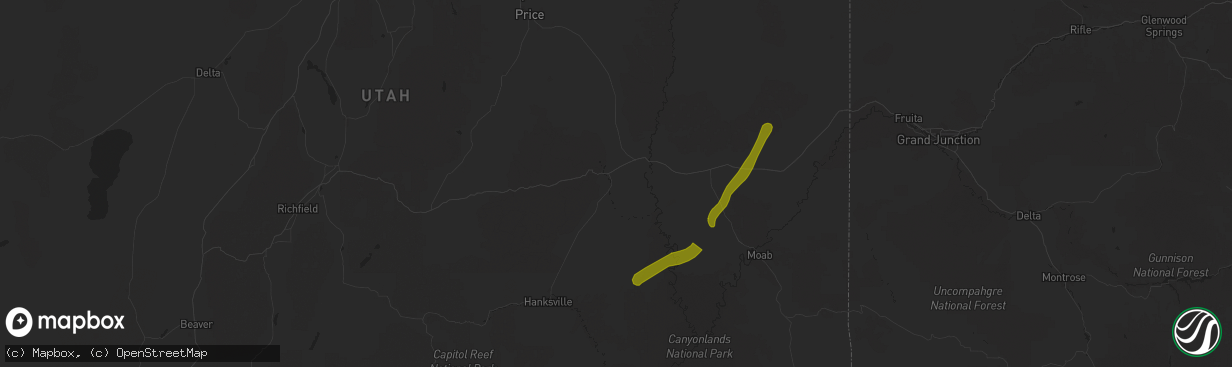 Hail map in Green River, UT on September 12, 2025