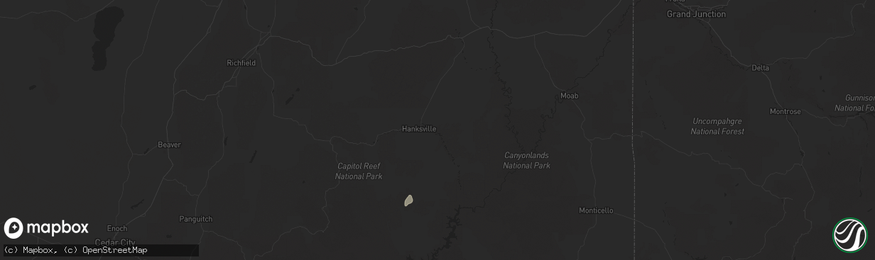 Hail map in Hanksville, UT on September 12, 2025