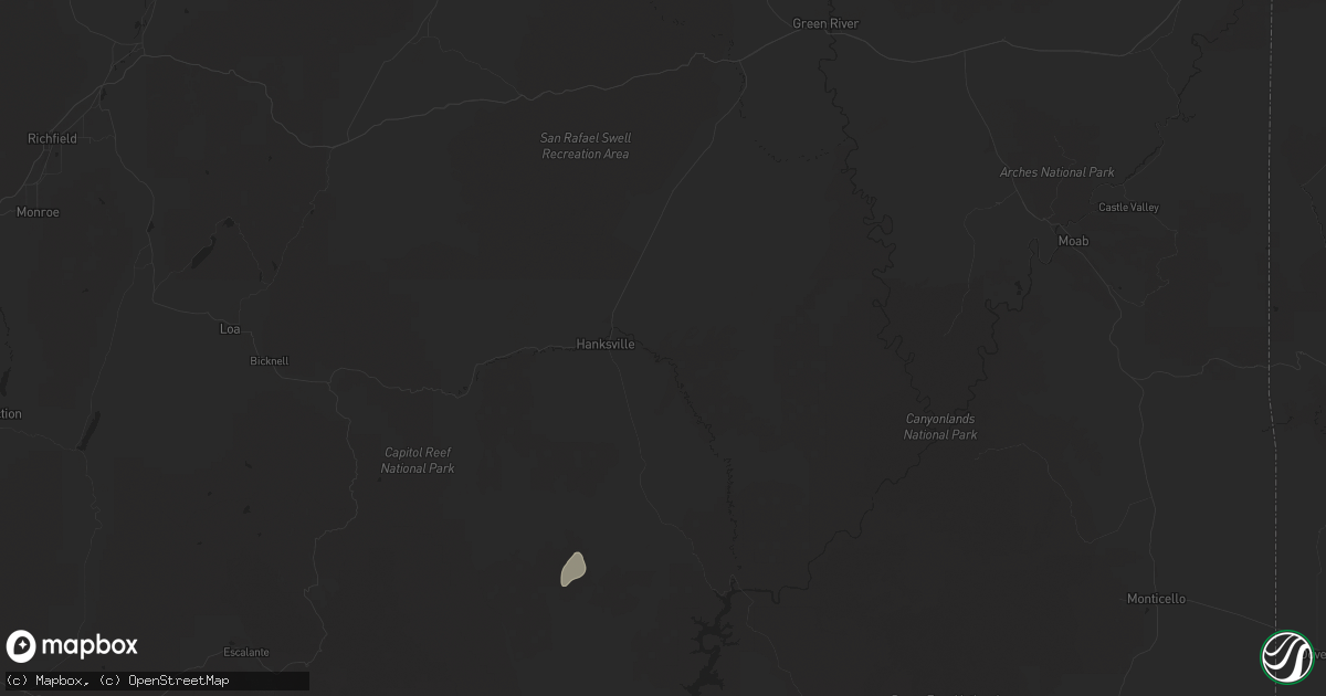 Hail map in Hanksville, UT on September 12, 2025