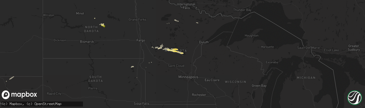 Hail map in Minnesota on September 12, 2025