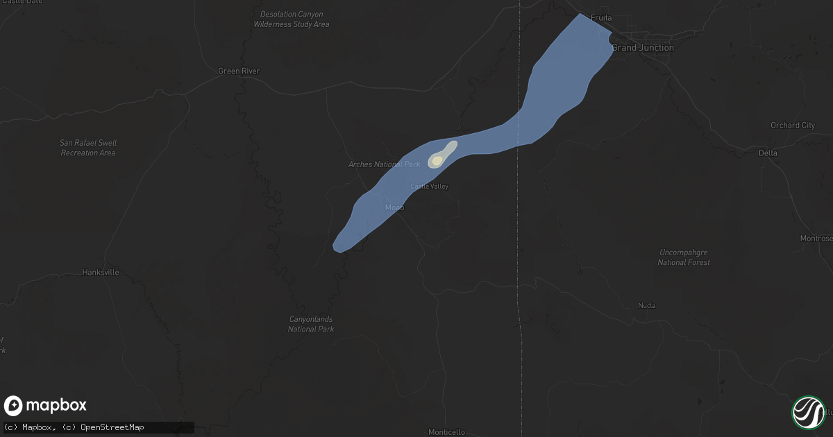 Hail map in Moab, UT on September 12, 2025