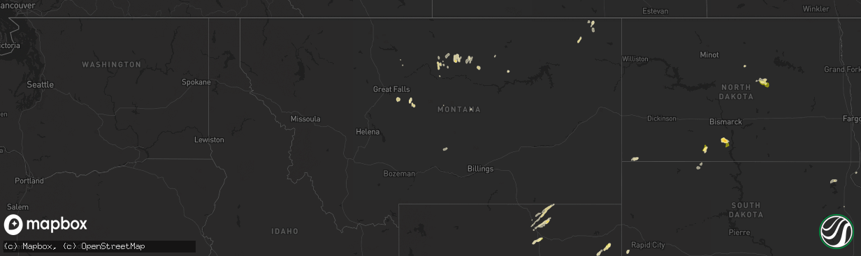 Hail map in Montana on September 12, 2025