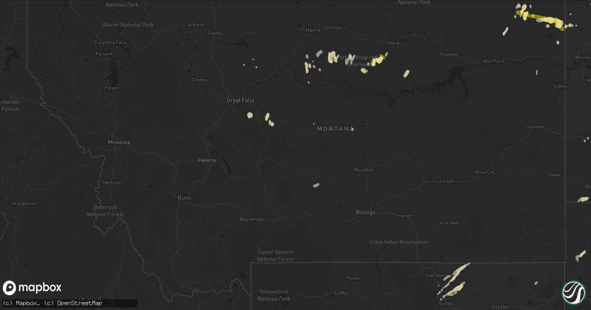 Hail map in Montana on September 12, 2025