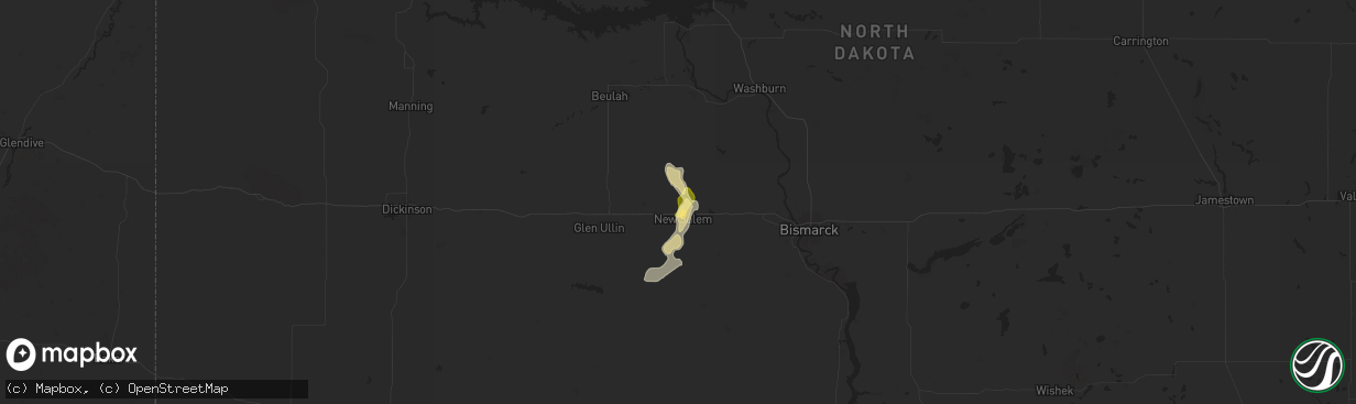 Hail map in New Salem, ND on September 12, 2025