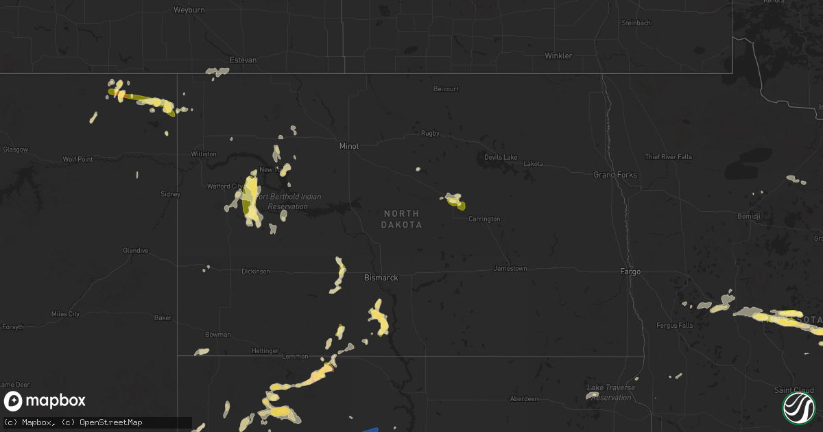 Hail map in North Dakota on September 12, 2025