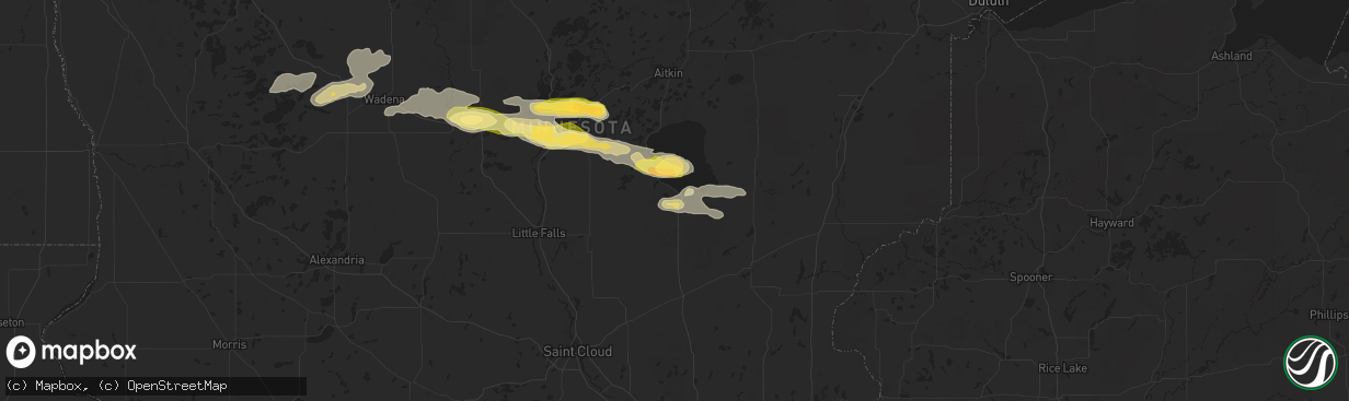 Hail map in Onamia, MN on September 12, 2025