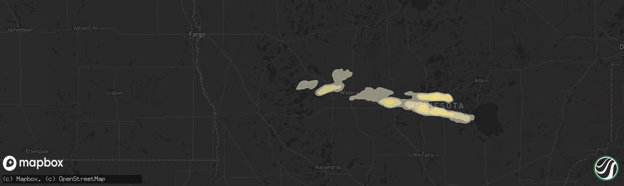 Hail map in Ottertail, MN on September 12, 2025