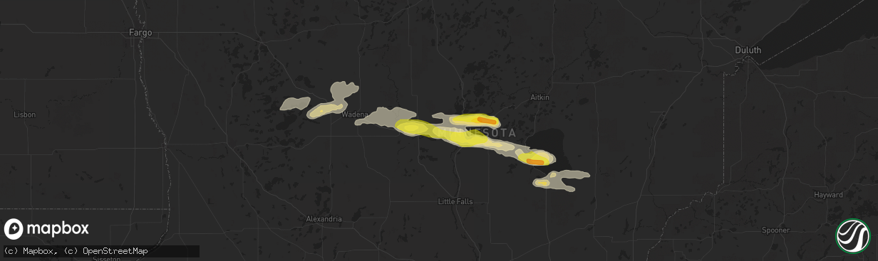 Hail map in Pillager, MN on September 12, 2025
