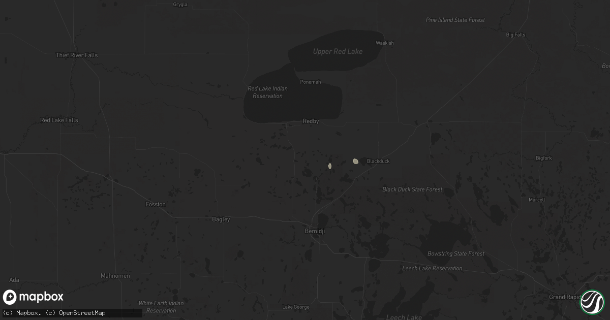 Hail map in Puposky, MN on September 12, 2025