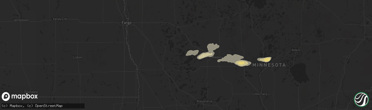 Hail map in Richville, MN on September 12, 2025
