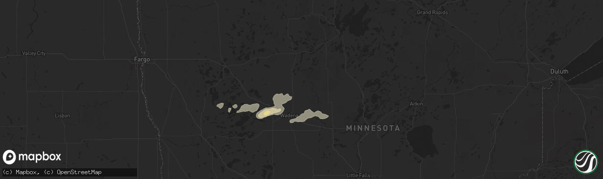 Hail map in Sebeka, MN on September 12, 2025