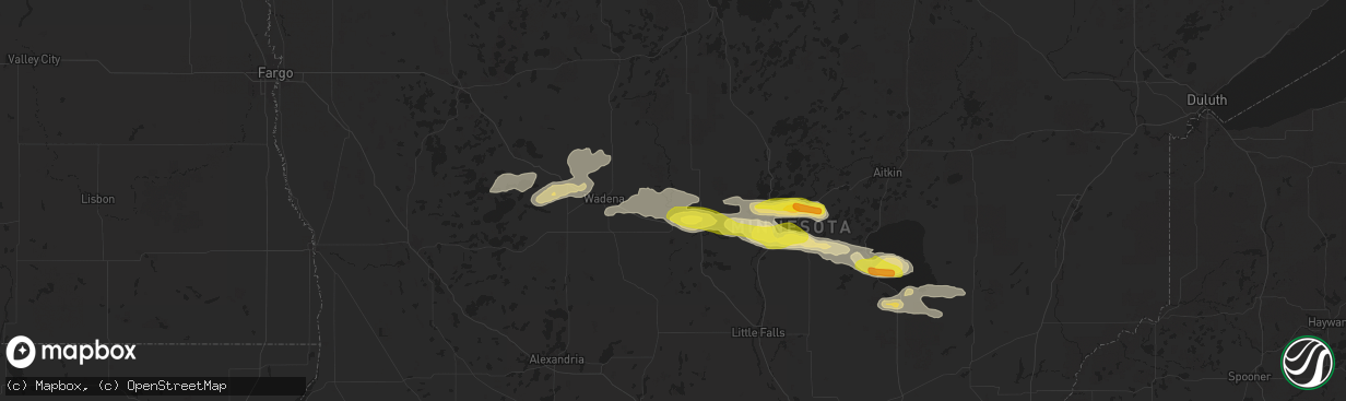 Hail map in Staples, MN on September 12, 2025