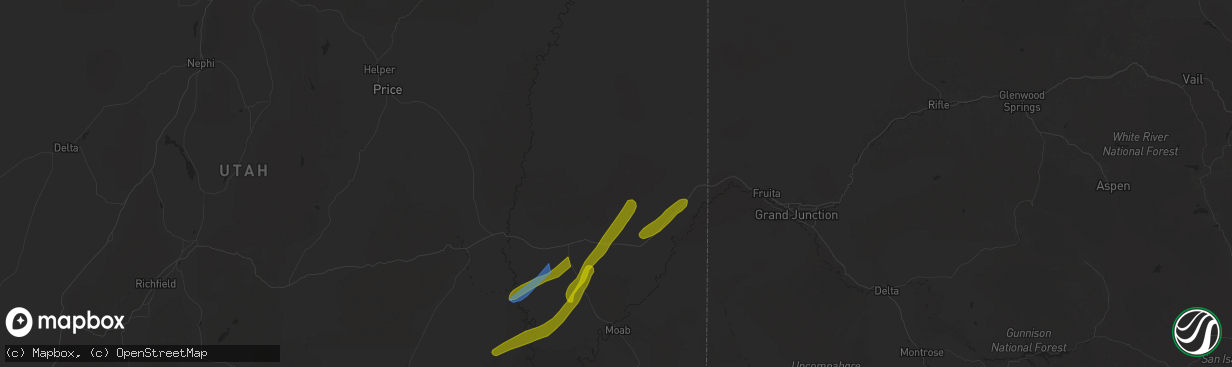 Hail map in Thompson, UT on September 12, 2025