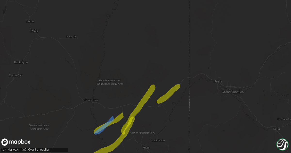 Hail map in Thompson, UT on September 12, 2025