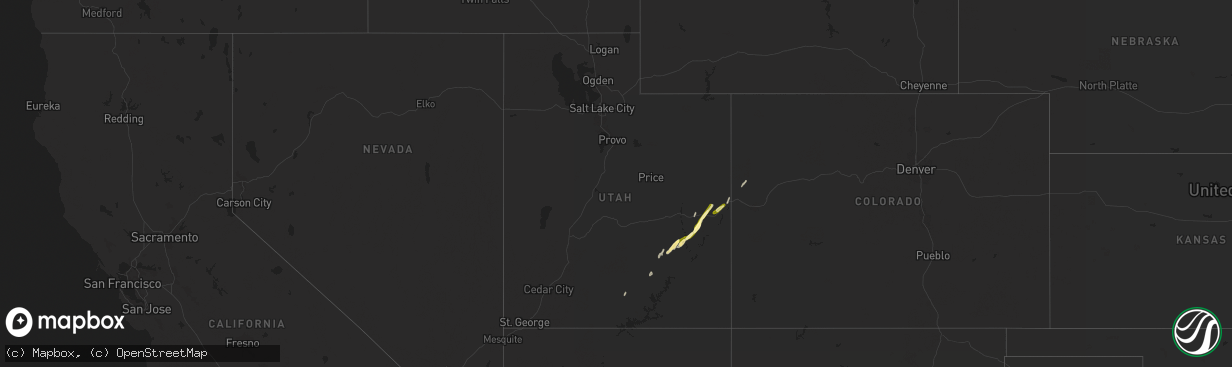 Hail map in Utah on September 12, 2025