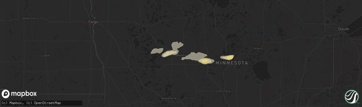 Hail map in Wadena, MN on September 12, 2025