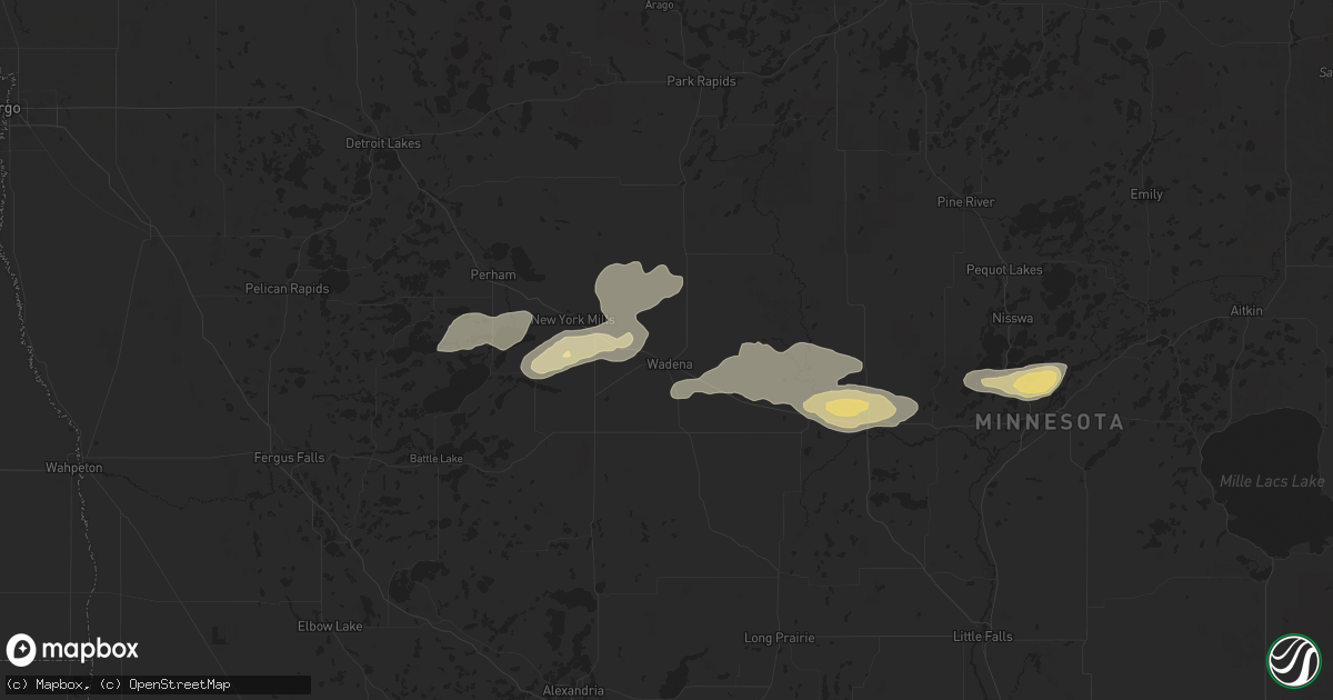 Hail map in Wadena, MN on September 12, 2025