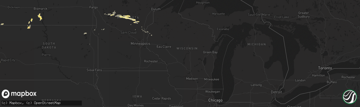 Hail map in Wisconsin on September 12, 2025