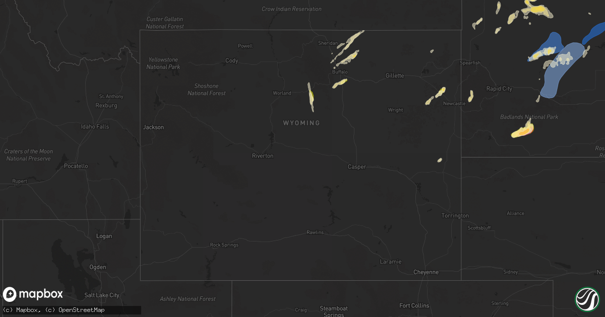 Hail map in Wyoming on September 12, 2025