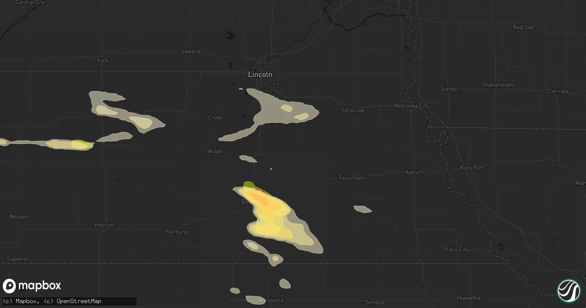 Hail map in Adams, NE on September 12, 2026