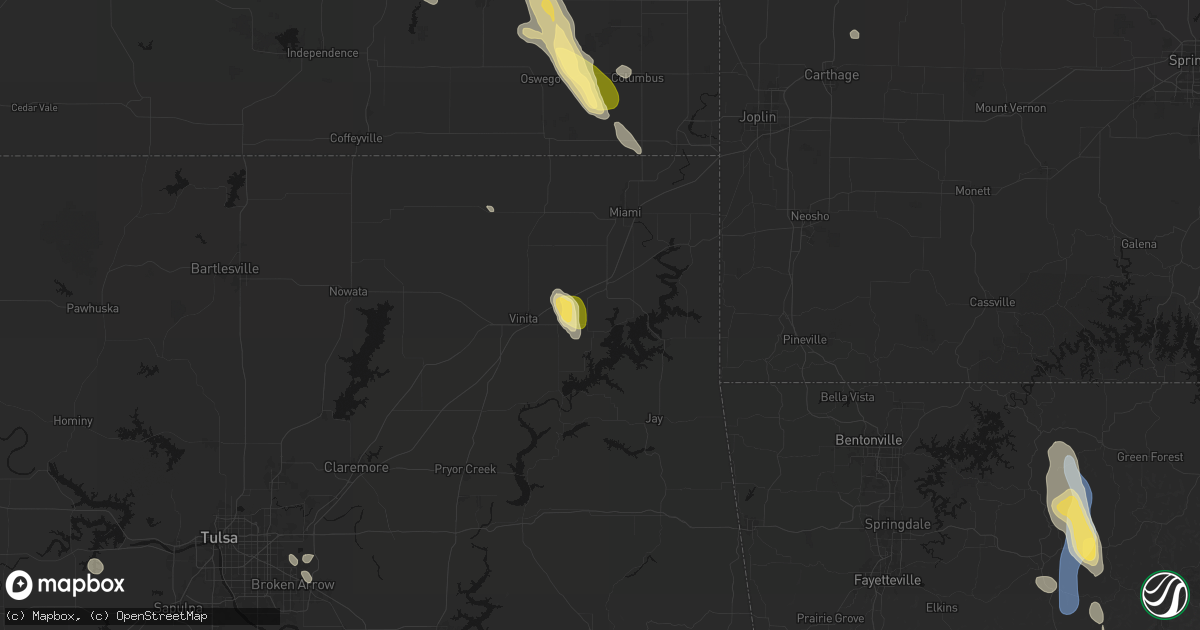 Hail map in Afton, OK on September 12, 2026