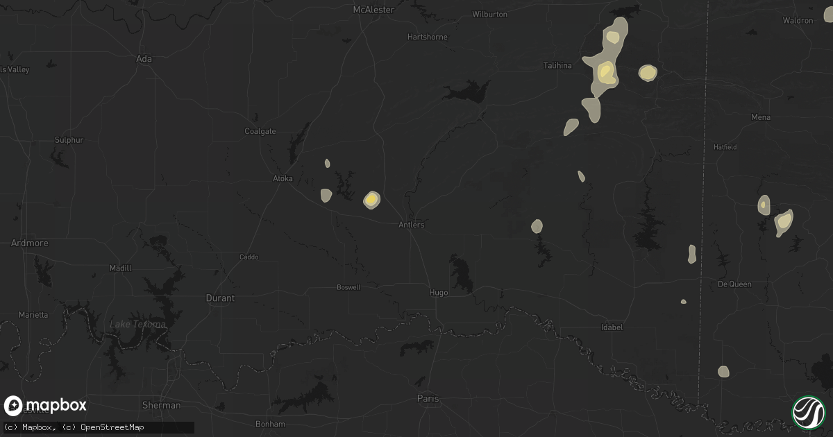 Hail map in Antlers, OK on September 12, 2026