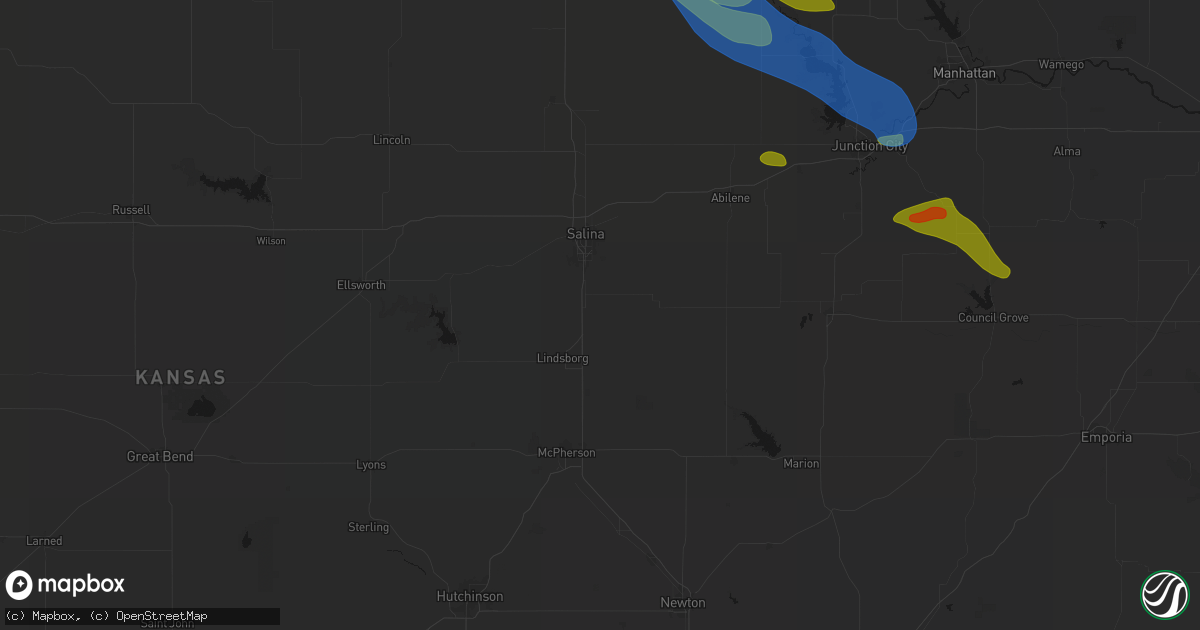 Hail map in Assaria, KS on September 12, 2026