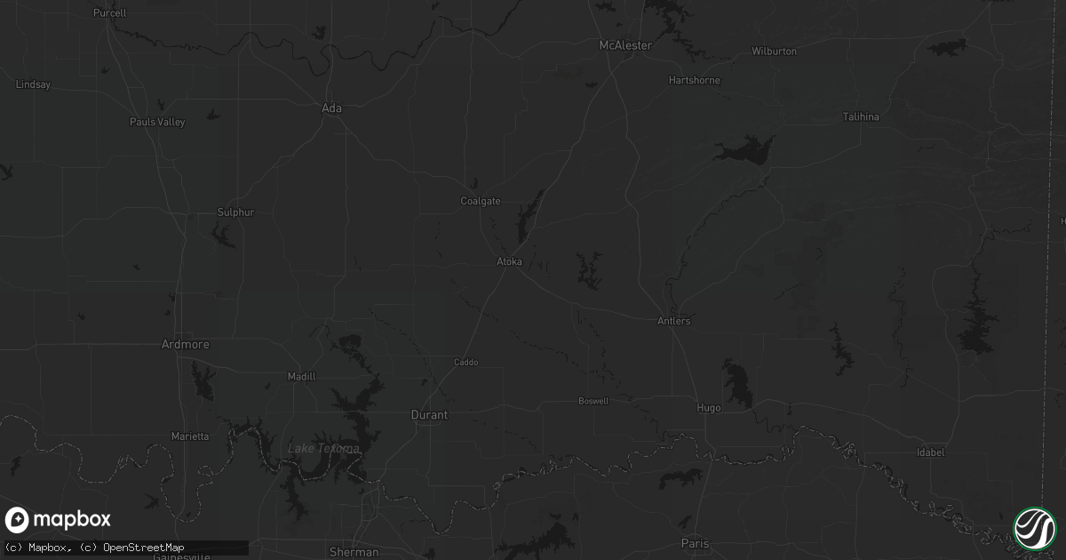 Hail map in Atoka, OK on September 12, 2026
